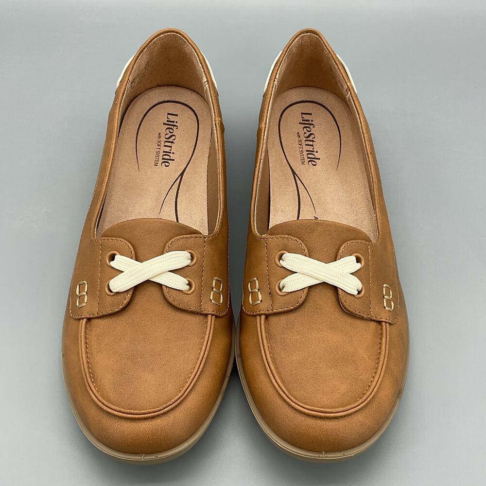 NEW Lifestride Women’s Nellie Boat Shoes Tan Size 9W - Picture 3 of 10